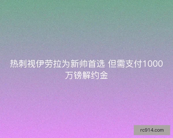 热刺视伊劳拉为新帅首选 但需支付1000万镑解约金