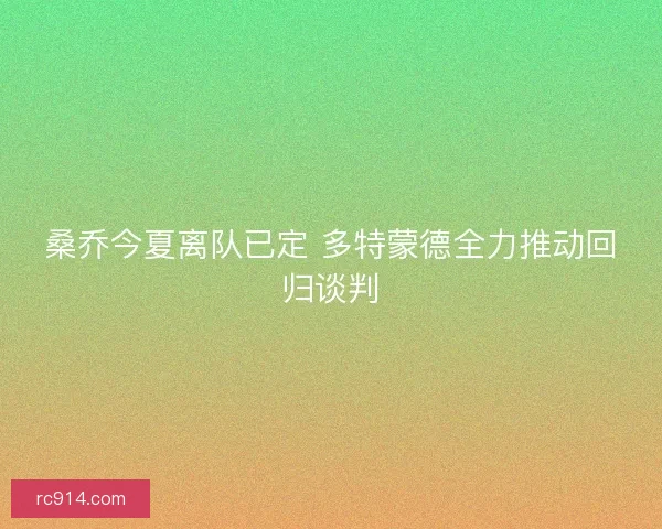 桑乔今夏离队已定 多特蒙德全力推动回归谈判